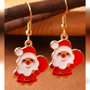 Santa Claus Red and Gold Earrings